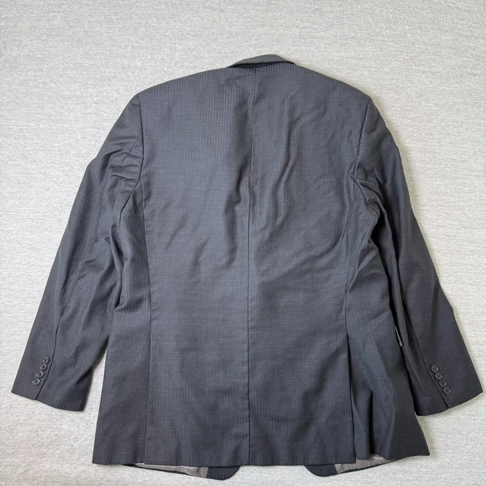 Calvin Klein Men's Blazer Sport Coat 44L‎ Gray Macy's Suit Pinstripe 100% Wool